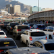 Drivers and commuters wait in line to cross into El Paso, Texas on April 3.